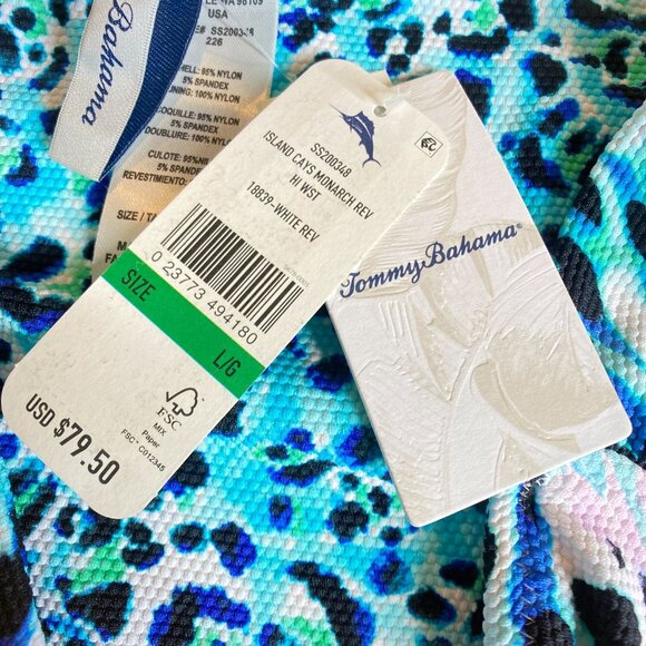 NWT High-Waist Reversible Bikini Bottoms - Tropical & Leopard Print, Size Medium - Picture 9 of 10